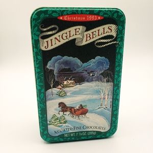 Vintage Christmas 1993 Hallmark Jingle Bell Tin 6" X 4" First Series Chocolatier